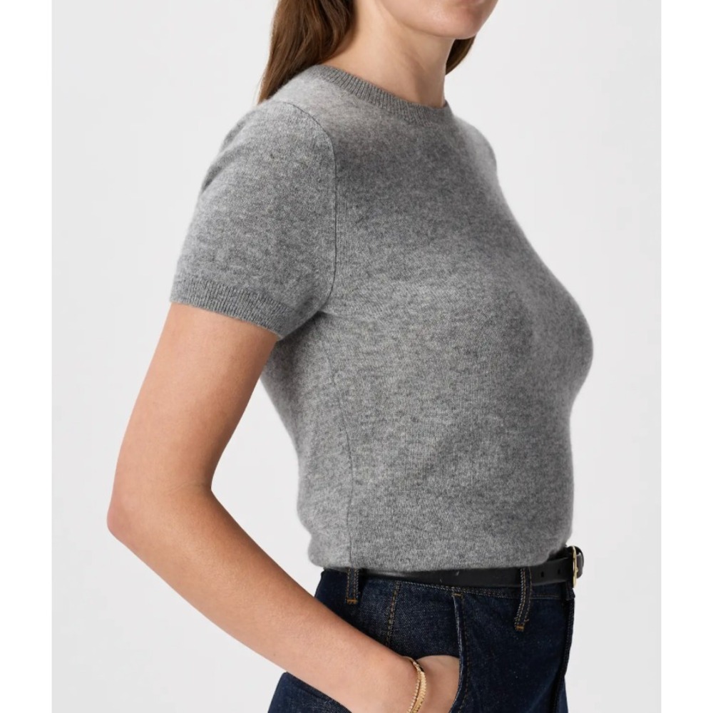 Quince Mongolian 100% Cashmere Size M Short Sleeve Sweater Tee Top b4
